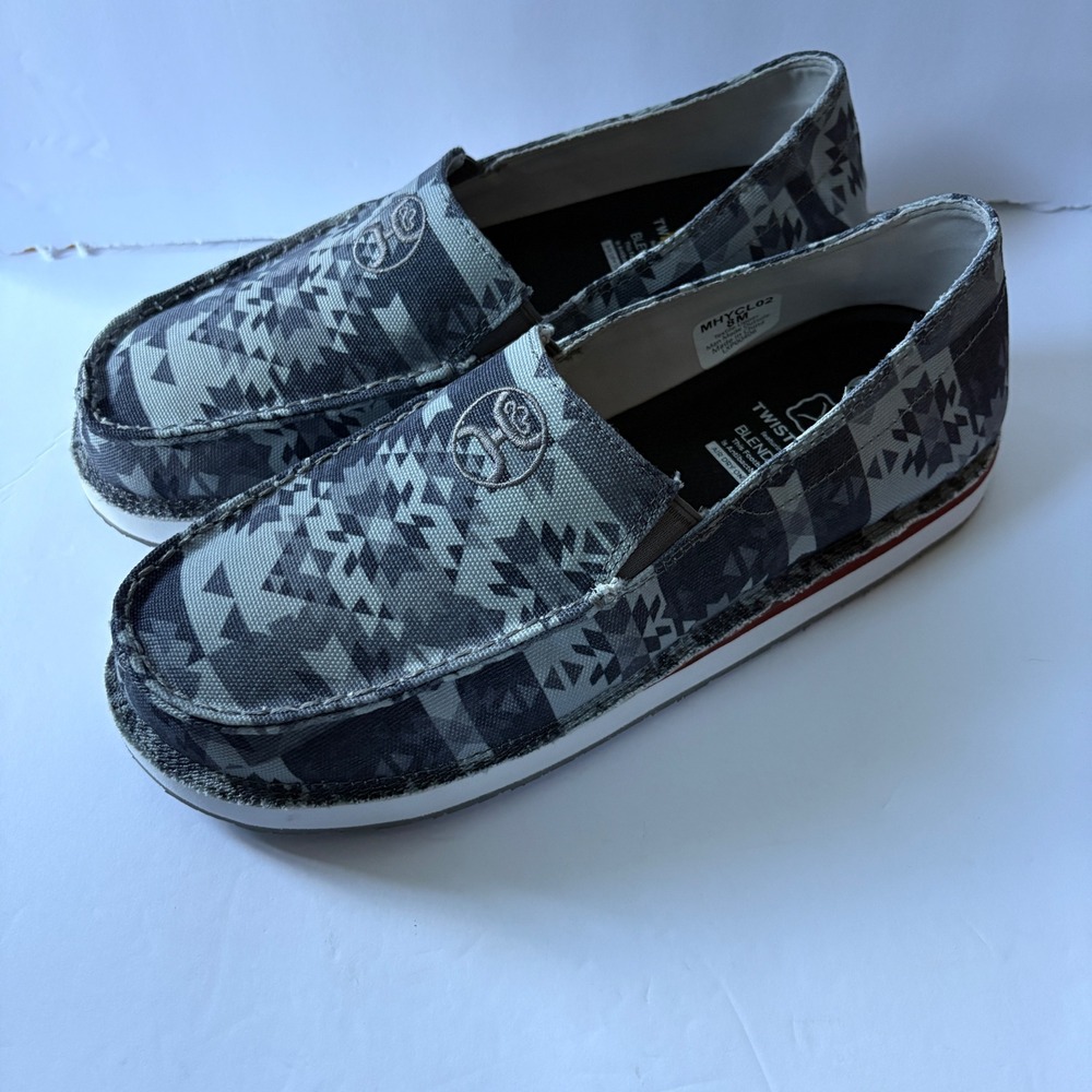 Twisted X Hooey Loafers Mens Size 8 Gray Aztec Geometric Western Slip On